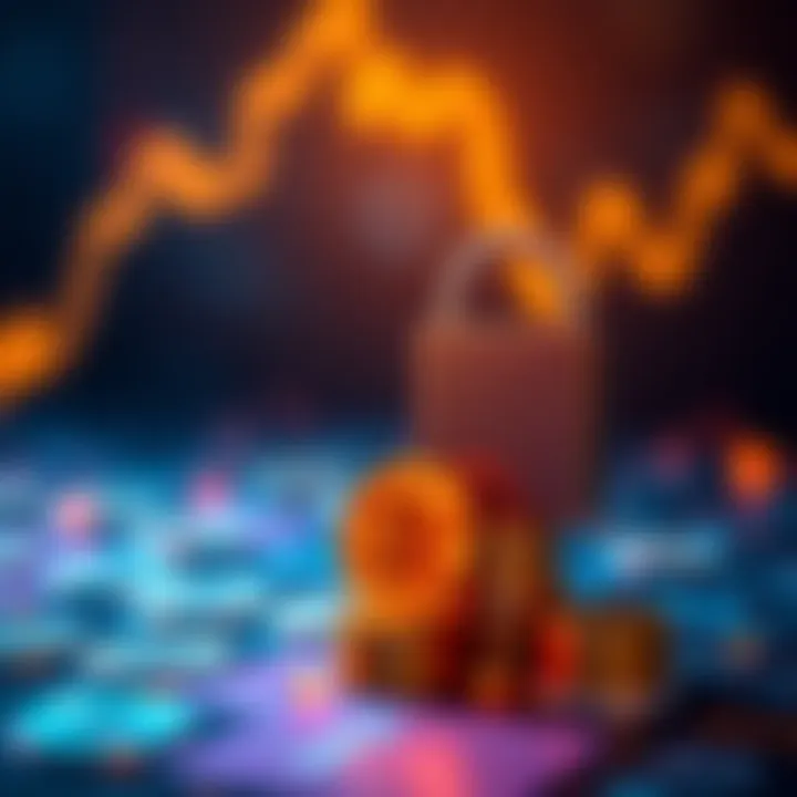 A graphic showing coins stacked next to a lock symbol, representing the lock-up reward scheme for investors in 2025.