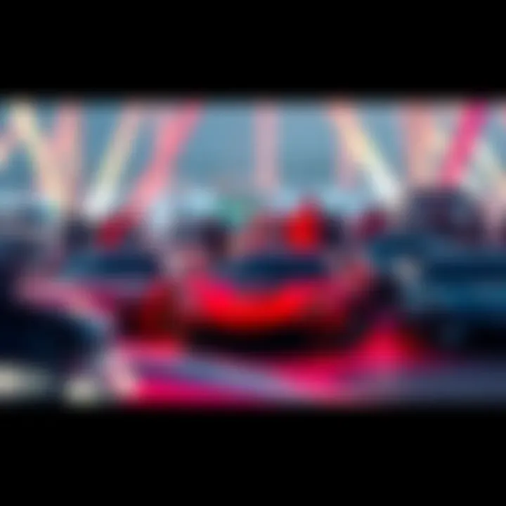 A vibrant gathering of luxury car enthusiasts showcasing their vehicles, symbolizing unity and passion for car culture.