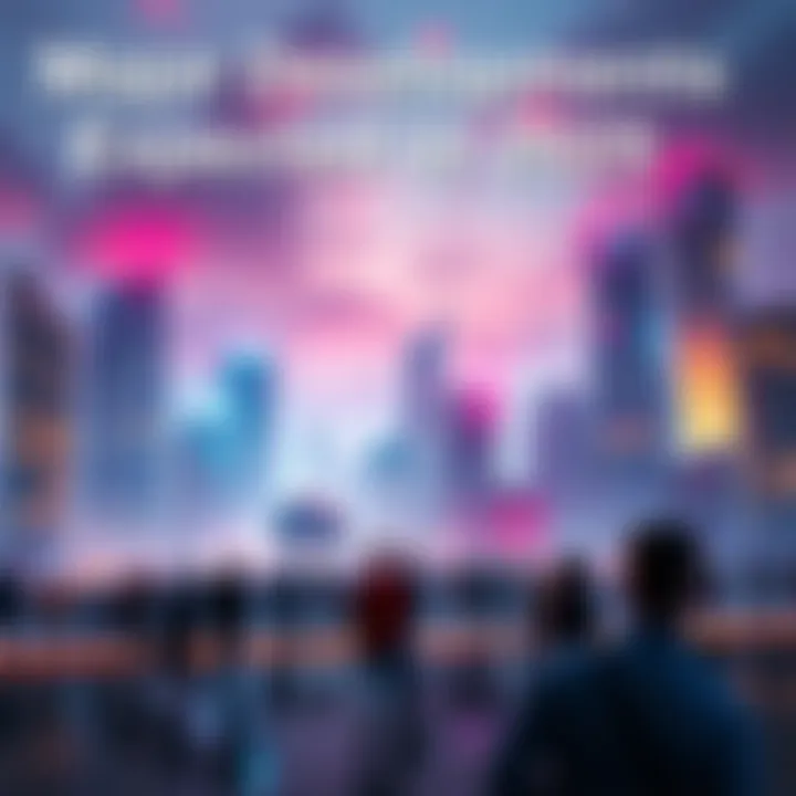 Major Developments Expected in 2025 A futuristic city skyline with bright lights and people looking toward the horizon, symbolizing anticipation for upcoming changes in 2025.