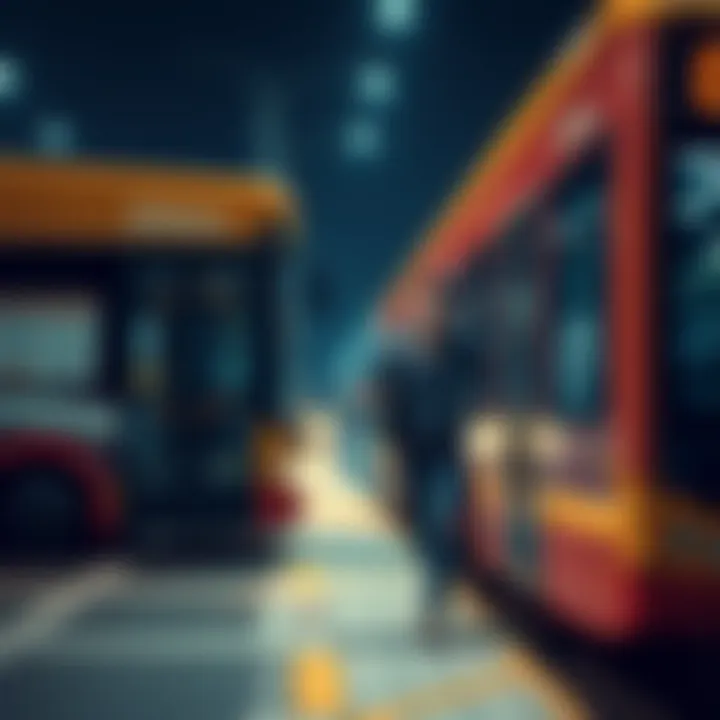 A man running to catch a bus just before it leaves the stop.