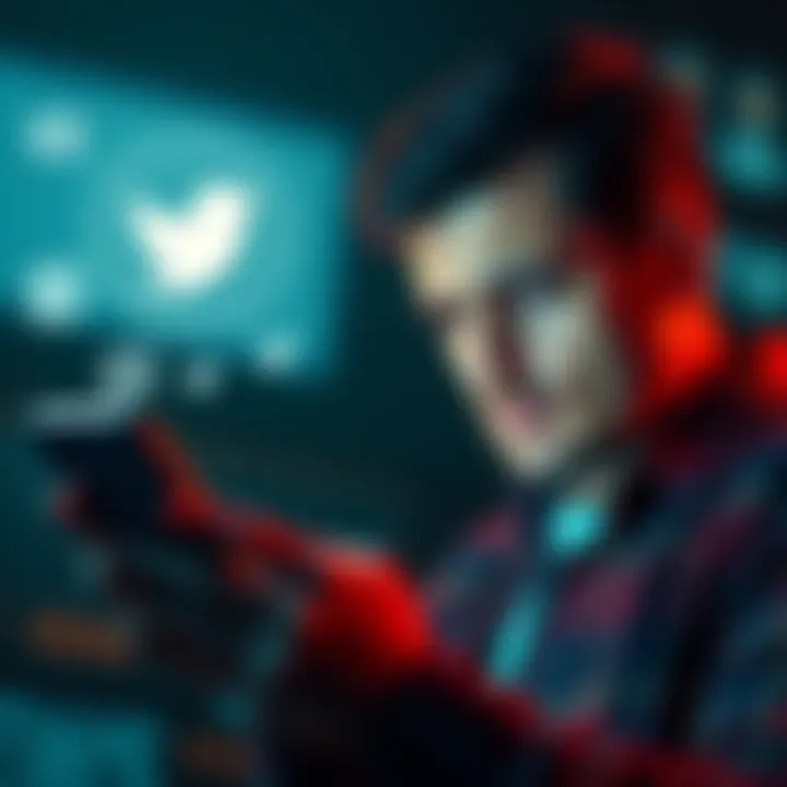 A man looking confused while reading news on his smartphone, surrounded by social media icons representing misinformation,