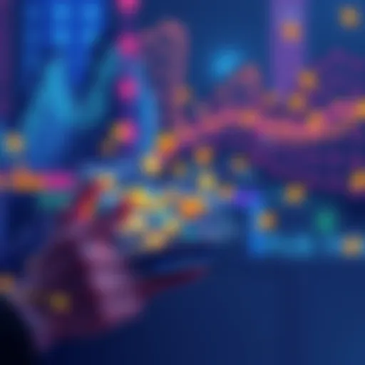 An illustration showing a person using a digital wallet app to handle multiple cryptocurrencies across different blockchains.