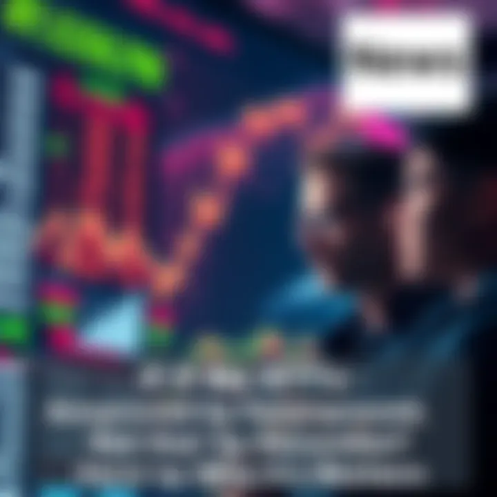 A stock market display showing a downward trend with concerned investors watching closely