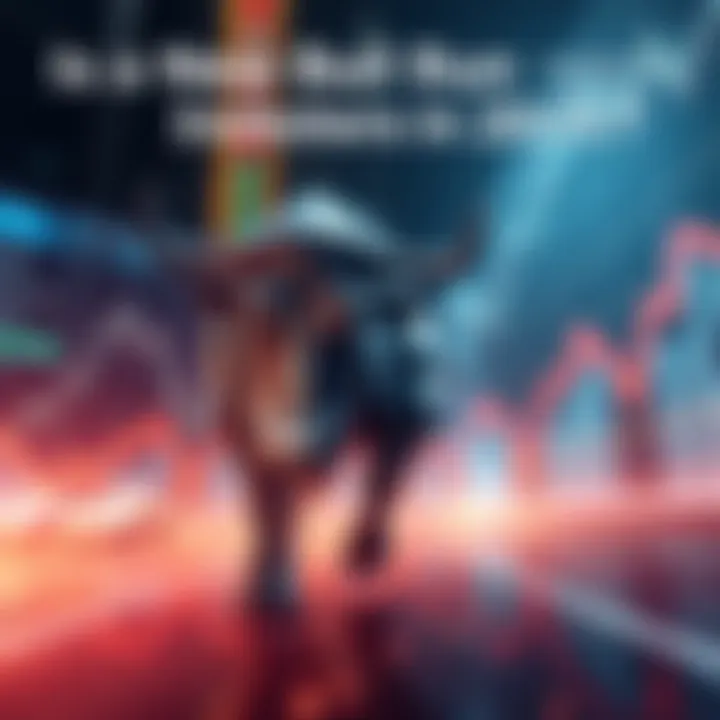 A graphic showing a bull symbolizing a rising stock market, with arrows indicating upward trends and financial charts in the background.