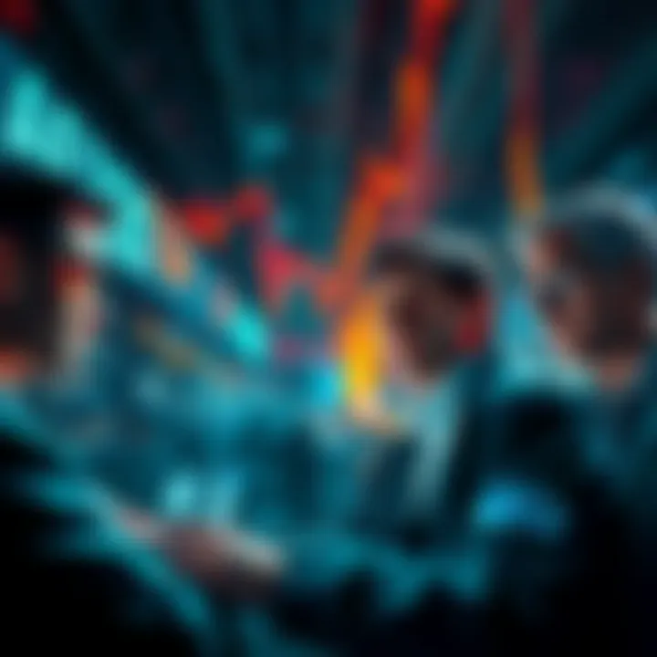 Market Liquidation Overview Graphic showing a sudden drop in cryptocurrency market value with traders looking shocked and concerned about losses.