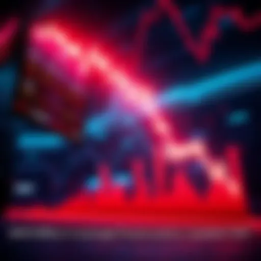 A graphic showing falling stock prices with a downward trend, symbolizing liquidated leveraged positions in trading.