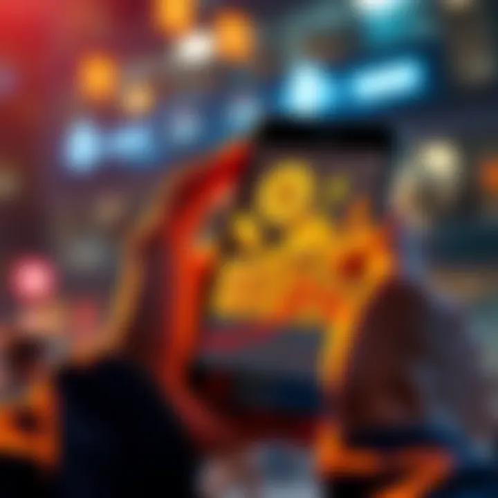 Memecoins and Investment Strategies A person holding a smartphone displaying memecoins with a graph indicating growth, symbolizing long-term investment over hype trading.