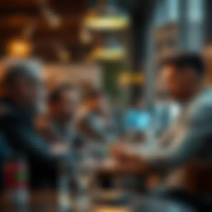 A group of men sitting in a café sharing thoughts on relationships and desires, with expressive gestures and engaged expressions.