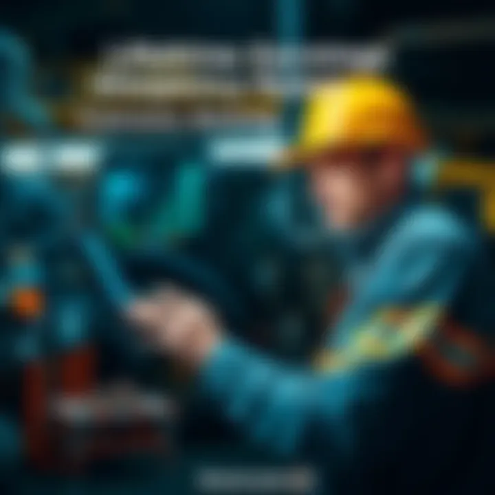 A miner looks at conflicting earnings data on a screen with confusion, surrounded by mining equipment.