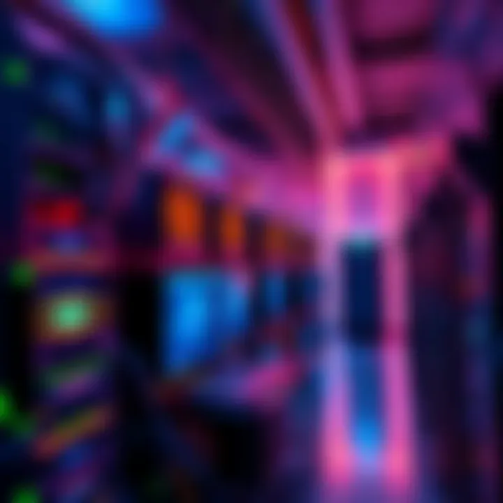 A mining farm with multiple computer rigs for cryptocurrency mining and hash power generation