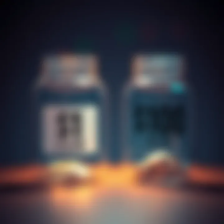 A visual comparison of investment options with two jars: one is labeled $1 Club and the other $100 Club, representing different investment strategies.