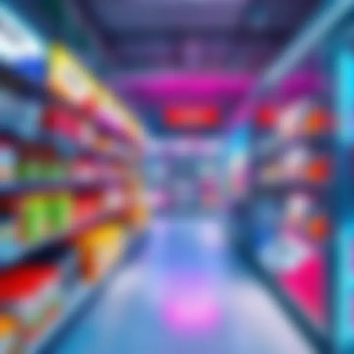 New Products Display A vibrant display showcasing the latest trendy products on shelves