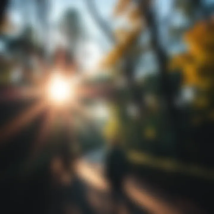 A person standing on a path with sunlight breaking through the trees, symbolizing hope and clarity after dark times.