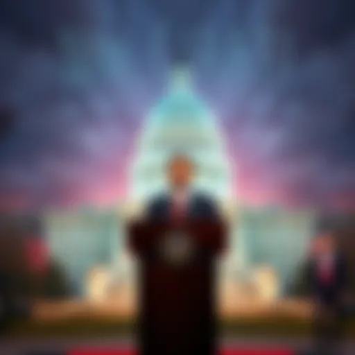 US Representative Ro Khanna stands at a podium announcing a bill to stop crypto trading by Trump and Congress members, with a backdrop of the Capitol building.