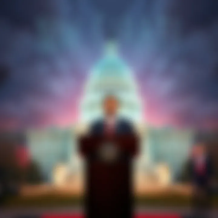 New Bill Against Crypto Trading US Representative Ro Khanna stands at a podium announcing a bill to stop crypto trading by Trump and Congress members, with a backdrop of the Capitol building.