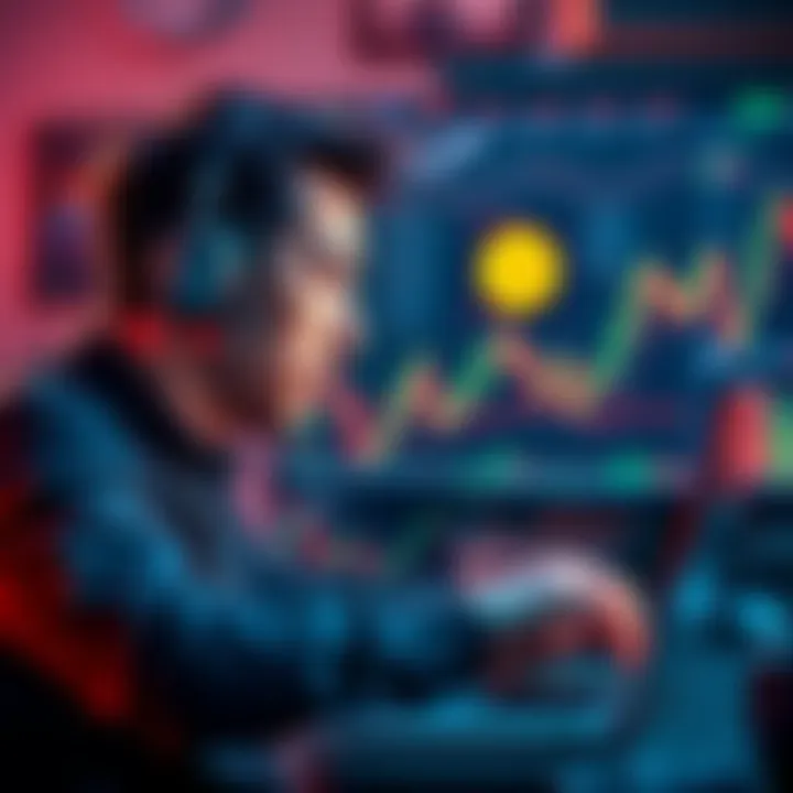 A beginner looking at Bitcoin charts on a laptop, showing excitement and curiosity about investment opportunities.