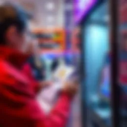 A person checking bank statements and withdrawing cash at a UK bank