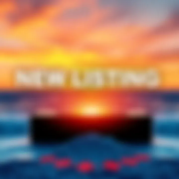 New Listing Announcement A bold graphic highlighting a new listing in the market with upward arrows suggesting growth and excitement.