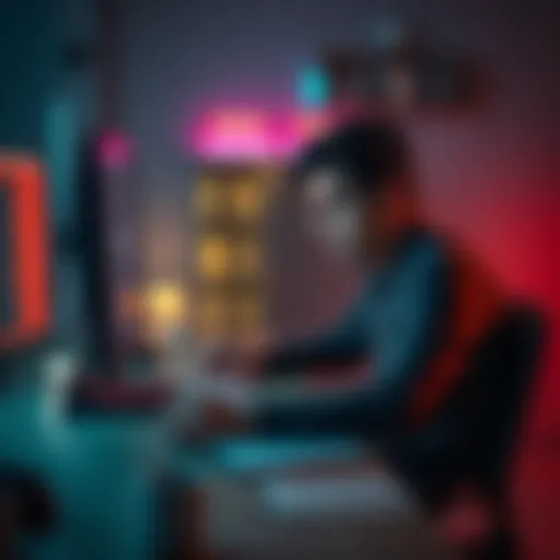 Newbie Asking a Question A person sitting at a computer, looking confused and typing a question in an online forum. They have a notepad and pen beside them.