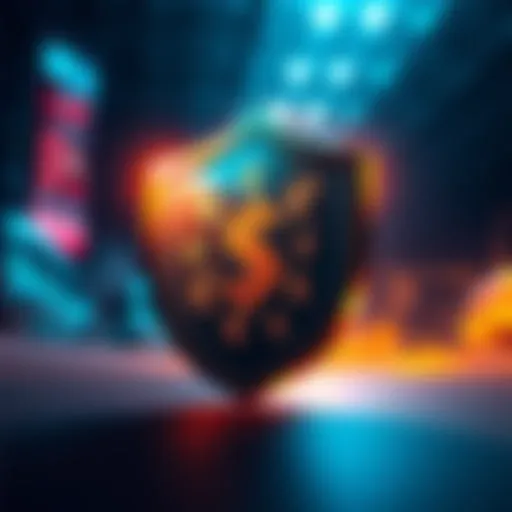 Graphic showing a shield with currency symbols representing fund protection concept for NEXO up to £50K.