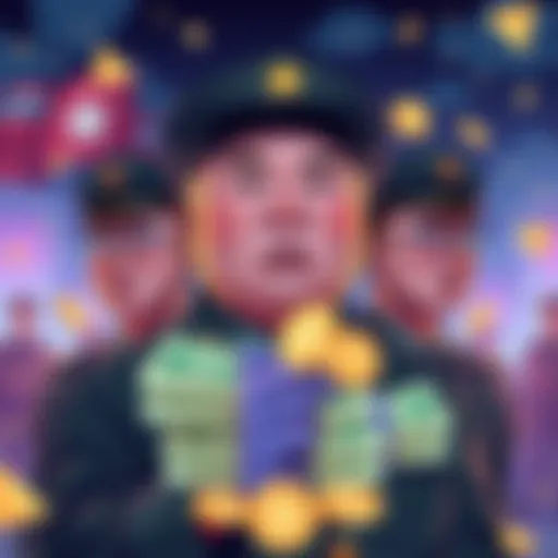 Illustration of North Korean military personnel with cryptocurrency symbols, representing funds from a major crypto theft