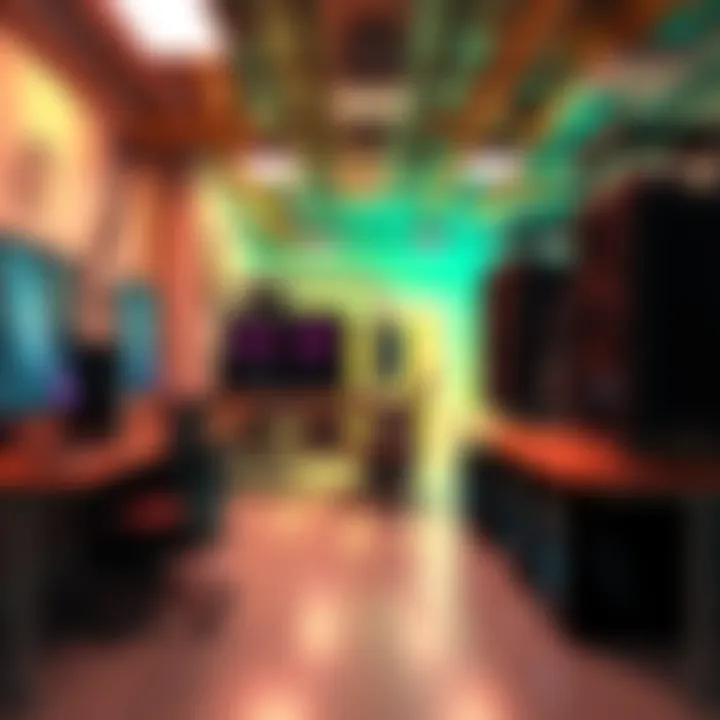 A rented office space with cryptocurrency mining rigs set up, showcasing computers and cooling systems, representing potential mining profits.