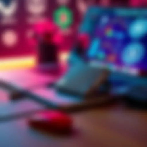An old Nano S hardware wallet sitting on a desk with a laptop and cryptocurrency logos in the background.