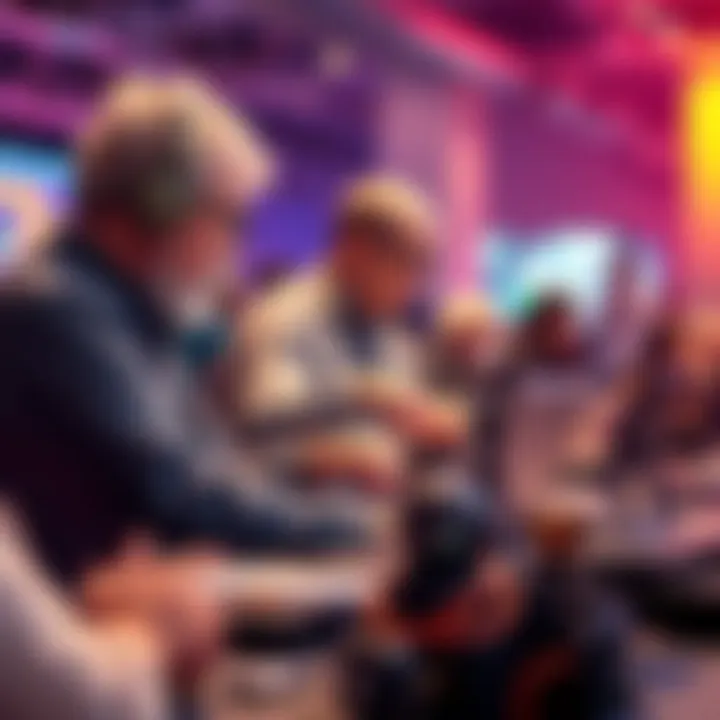 A group of older individuals collaborating on a project at a hackathon event, showcasing their innovative ideas and teamwork.