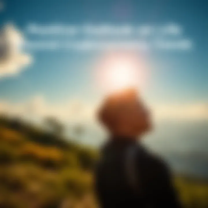 Optimistic outlook on life A person looking towards a bright horizon with a hopeful expression, surrounded by nature.