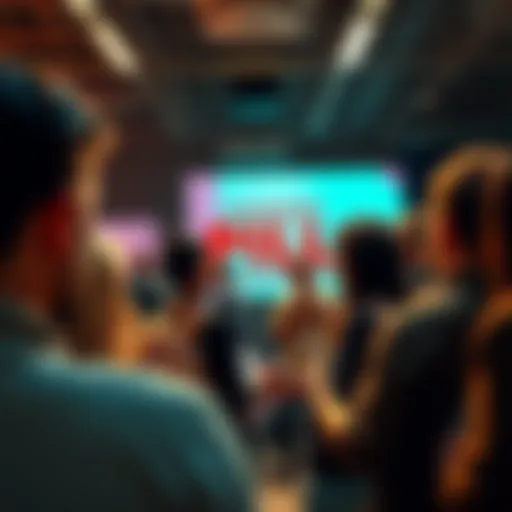 People engaging in discussions about the Orange Pill Movement at a community event