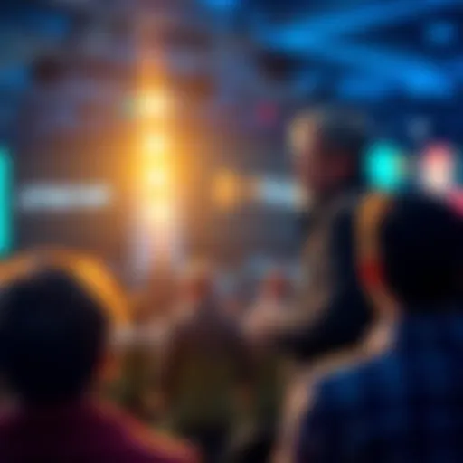 Paolo Ardoino, Tether's CTO, discussing his views on Ethereum at a tech conference, with an audience listening attentively.