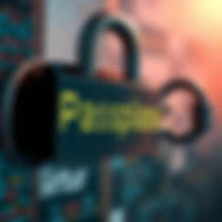 A visual representation of a strong passphrase, featuring a lock and a series of words connected by chains, symbolizing security and protection against scams.