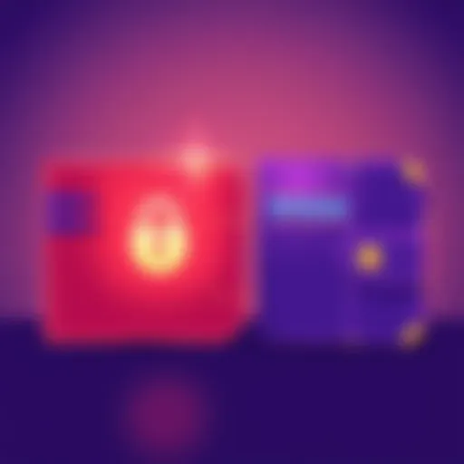 An illustration showing a digital wallet with a padlock symbol, alongside a standard wallet, highlighting the difference between a passphrase wallet and a standard wallet.