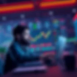 A calm person analyzing Dogecoin charts on a laptop, showing a thoughtful approach to investment decisions