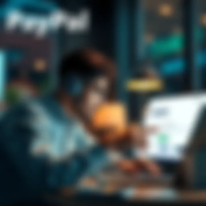 A concerned person checking their PayPal account on a laptop while worrying about phishing emails