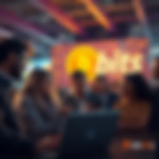 A group of individuals looking at their laptops and smartphones, discussing their first Bitcoin purchase experiences