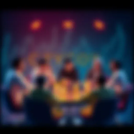 A group of people sharing insights on cryptocurrency trends and trading tips at a round table, emphasizing caution against scams.