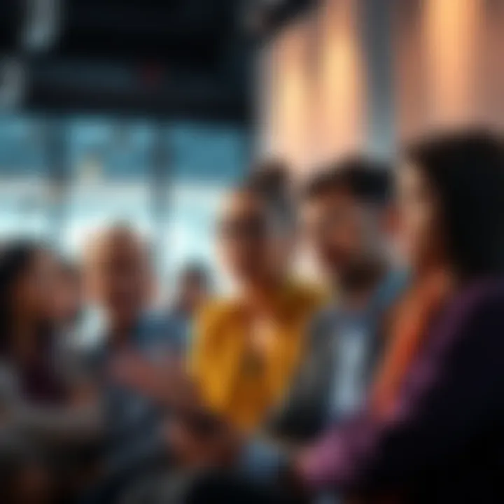 Group of people sharing their experiences about waiting for payments with concerned expressions