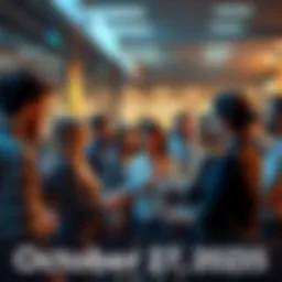 A diverse group of people engaged in conversation about trending topics and news