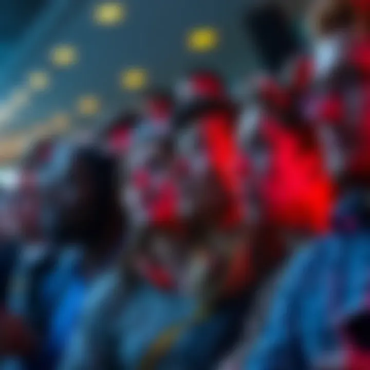 People reacting to news updates A crowd showing mixed emotions as they react to recent news developments, with some looking worried and others engaged in conversation.