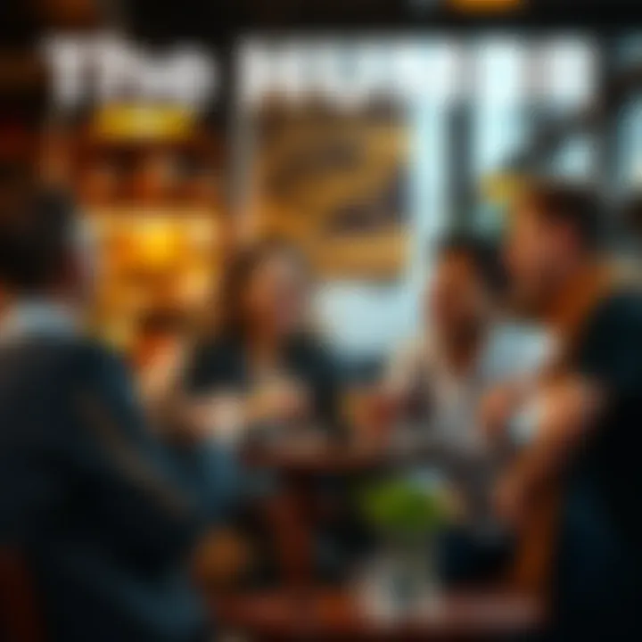 A group of friends laughing together at a café, enjoying their time and sharing jokes.