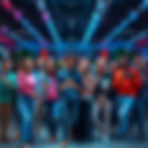 A group of friends proudly showing off their completed sets of four items in a lively gathering