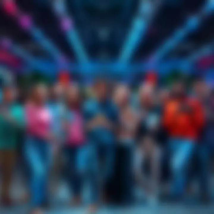 A group of friends proudly showing off their completed sets of four items in a lively gathering