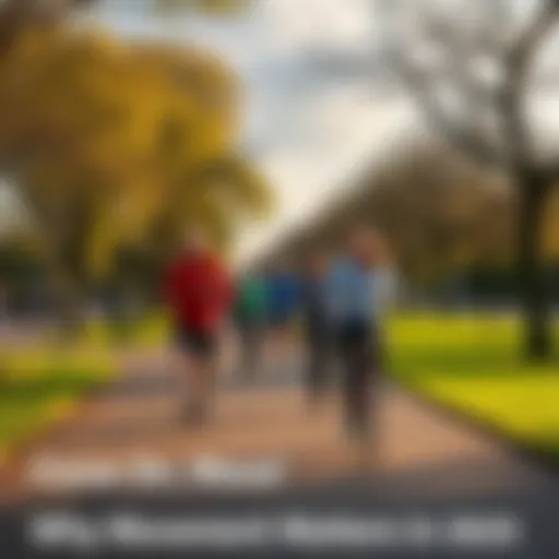 A group of people jogging and biking in a park, showcasing the benefits of physical movement.