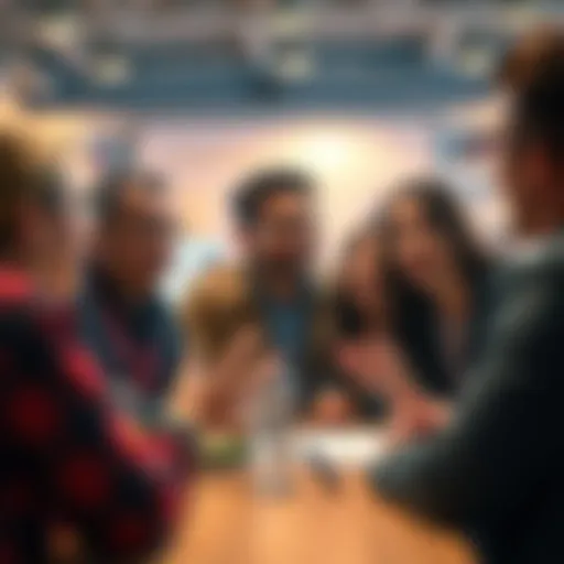 A group of diverse people sharing their opinions and experiences in a lively discussion