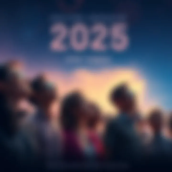 Group of diverse people gazing into the distance with excitement about upcoming events in 2025