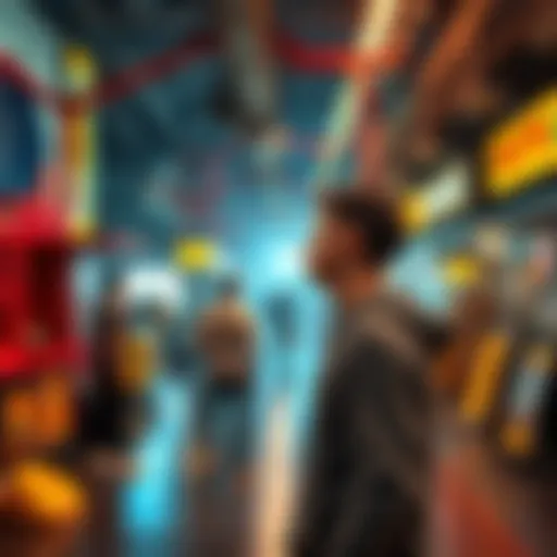 Person facing an unexpected challenge A person looks puzzled while standing in front of an unusual situation, considering their options.