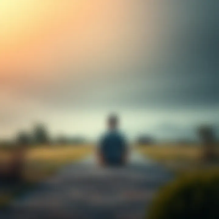 A calm person sitting cross-legged in a peaceful outdoor setting, focusing on mindfulness and relaxation.