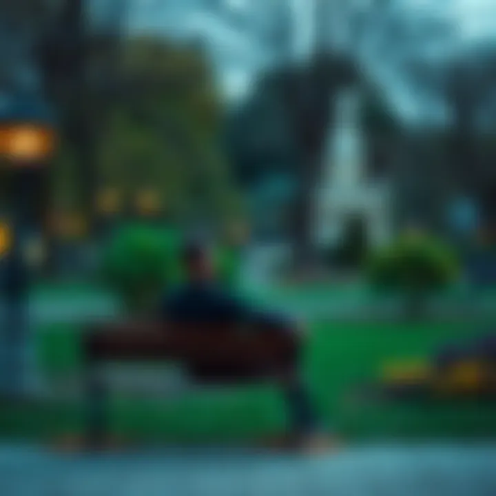 A person reflecting on struggles A person sitting on a bench, looking thoughtful amidst a beautiful park, symbolizing patience and growth through challenges