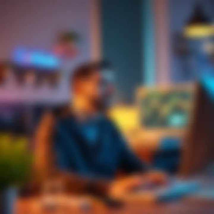 Person sharing positive Coinbase experiences Individual discussing their good experiences with Coinbase in front of a computer